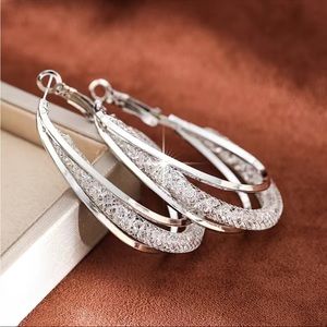 Silver Twisted Hoop Earrings
